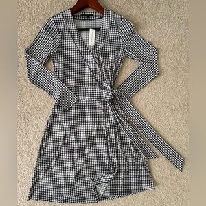 BR Women Wrap long sleeve Dark Navy/black & White Elephant Print Dress XSmall